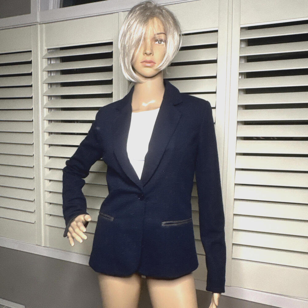 41 Hawthorn XS Navy Knit Blazer Elbow Patch Wool Knit Blazer Jacket Extra Small